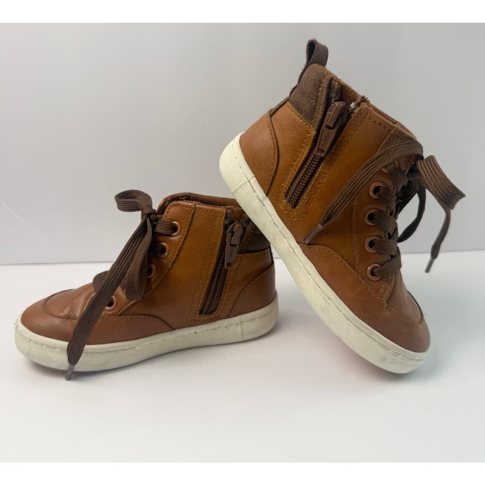 Cat & Jack Toddler Boys Jax Cognac Brown High Top Sneakers Size 8